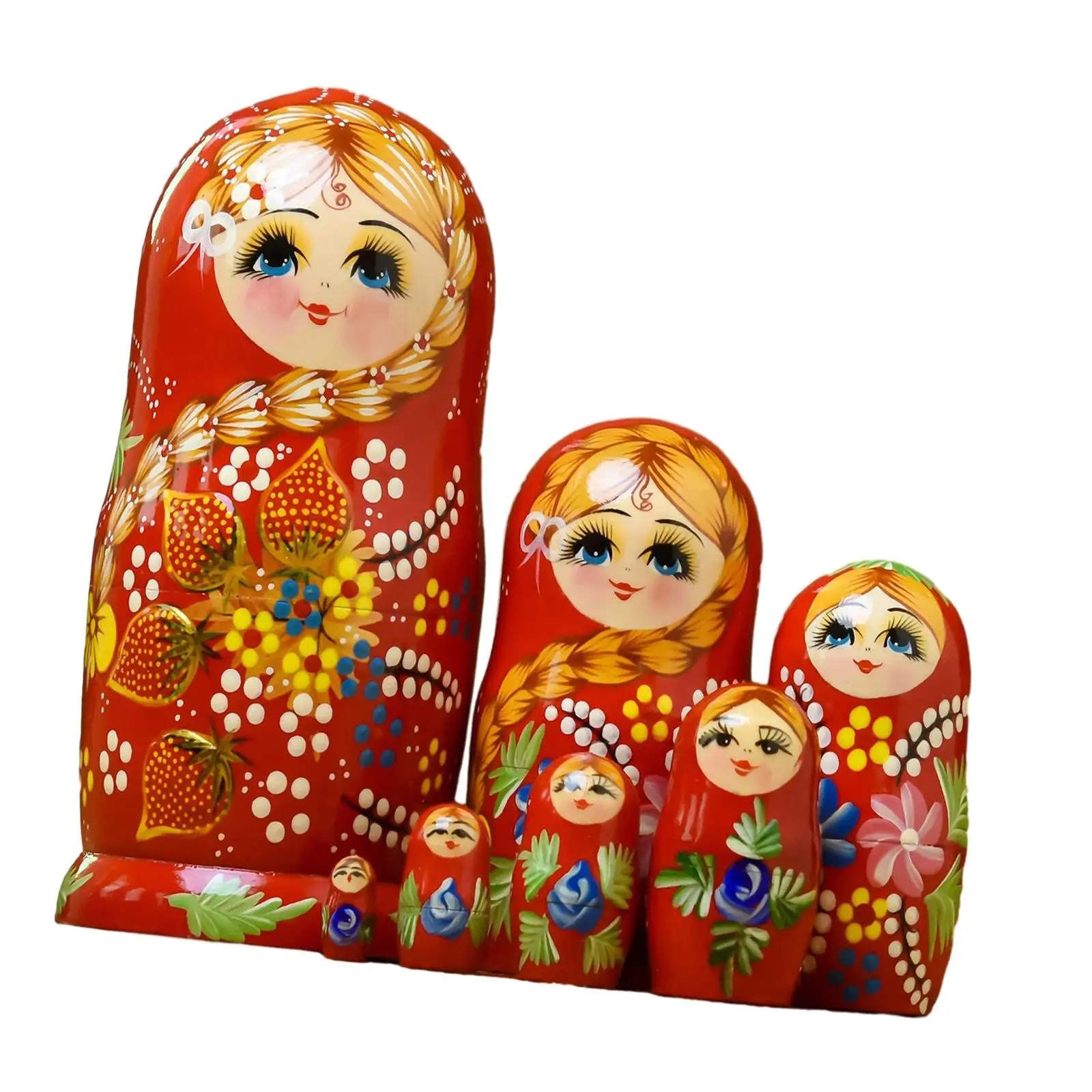 7Pcs Wooden Russian Nesting Doll Home Decor Stackable Wood Stacking Nested Set for Children Kids Birthday Holiday Office 20cm