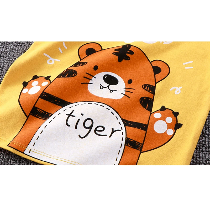 Summer new Baby Boys Clothing Set Cartoon Tiger Dinosaur T-shirt+Shorts Pants 2Pcs Suit For 1 2 3 4 5 6 Years Kids Casual Outfit