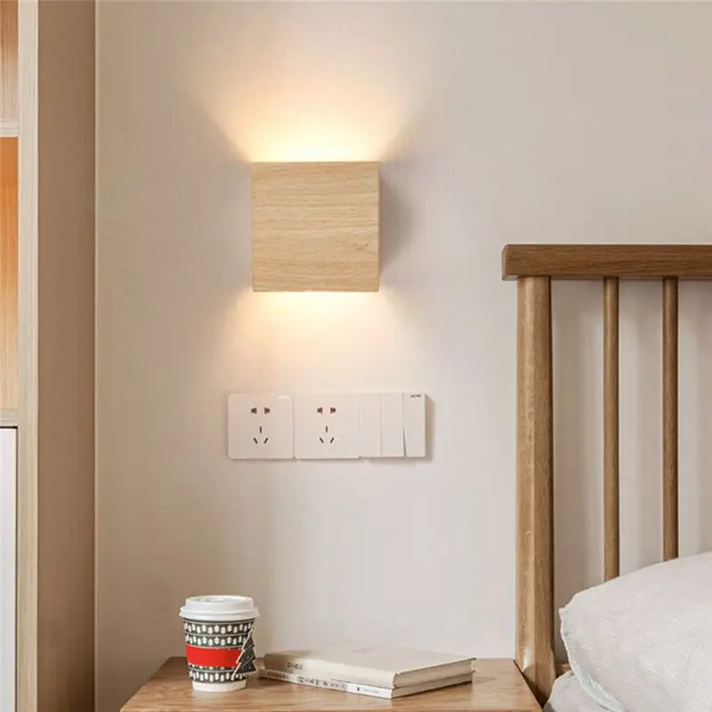 Exquisite-Wood Grain Bedroom Bedside Wall Lamp Background Corridor Lamp Corridor Entrance Staircase Lamp Wall Atmosphere Lamp