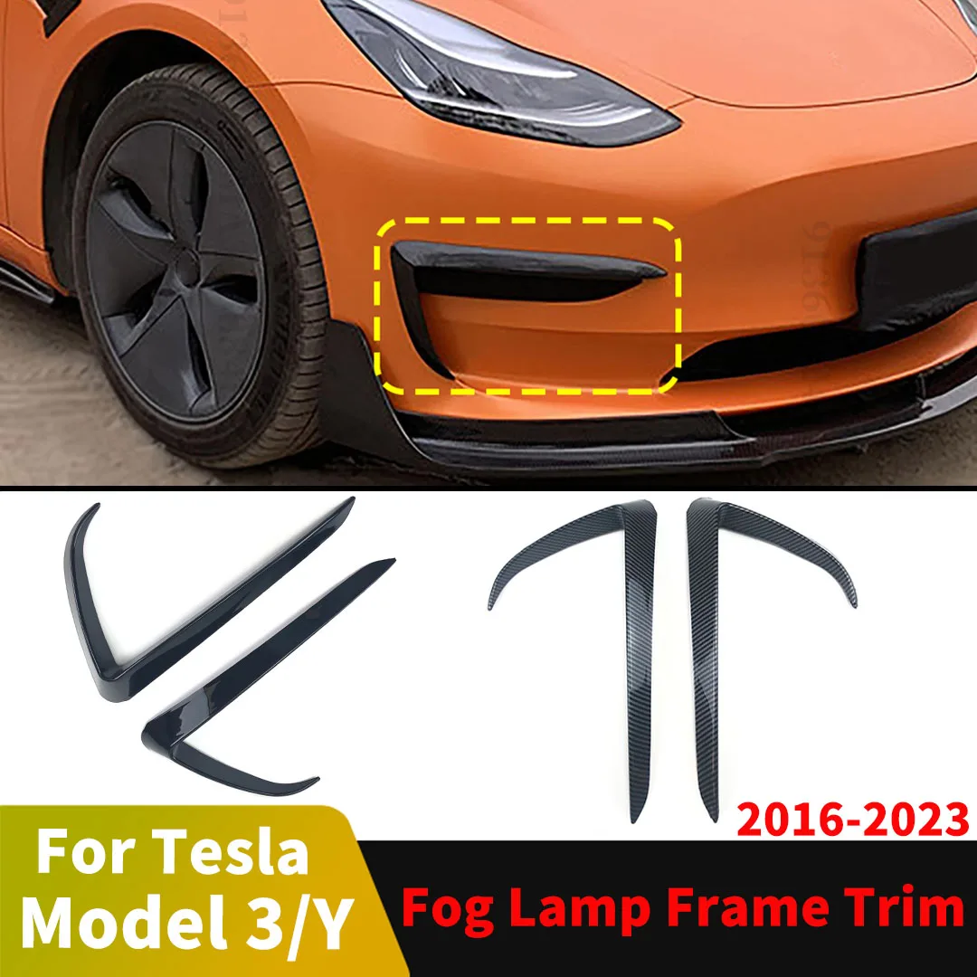 Body Kit Styling Decoration Front Fog Lamp Light Frame Trim Eyebrow Wind Splitter Spoiler For Tesla Model 3 Y 2016-2023 Tuning