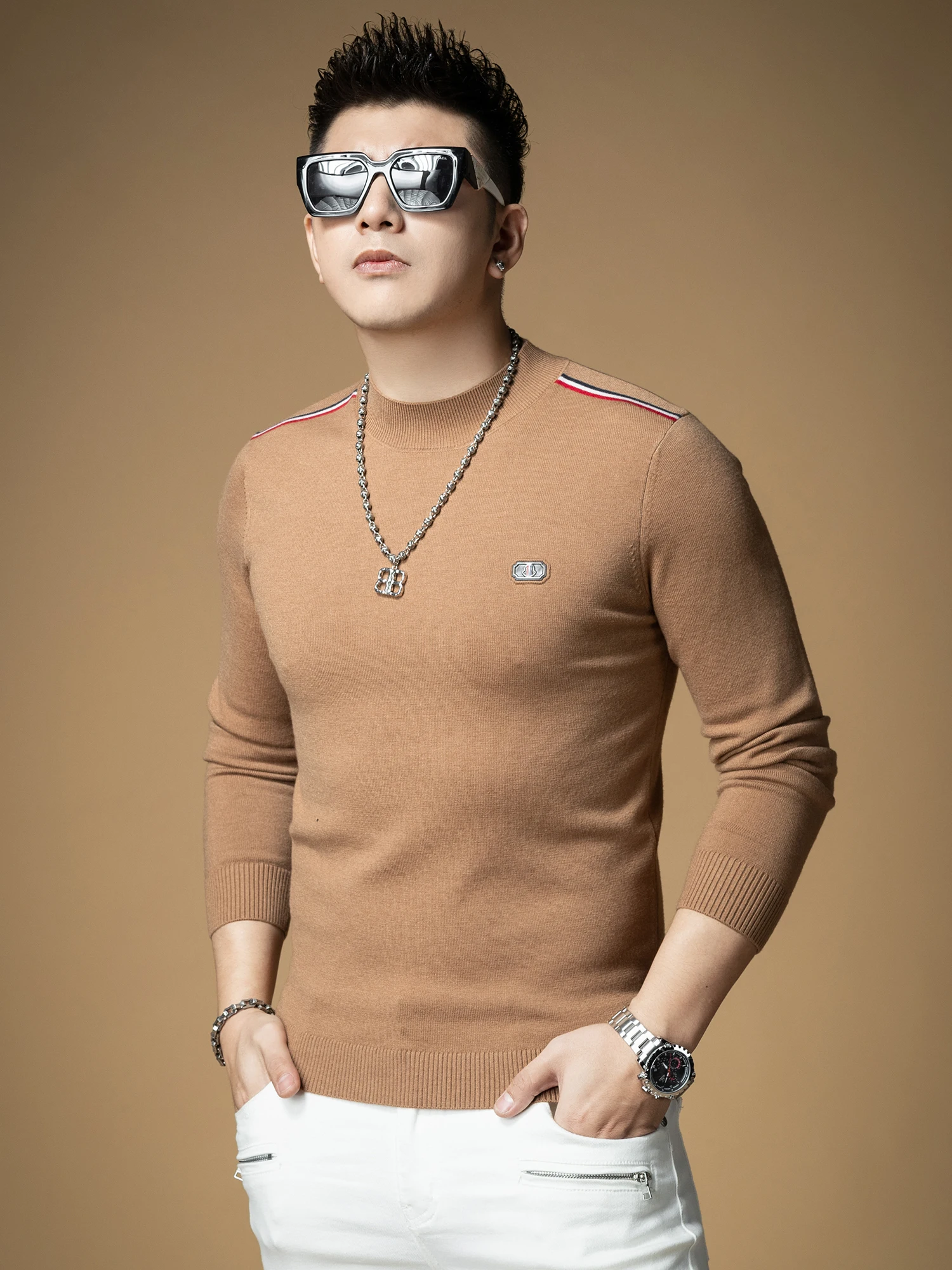 

2026 New Men's Alpaca Wool Knit Sweater round Ne Autumn Winter Sle Comfortable Fit Faionable Inner Wear Base Layer Top