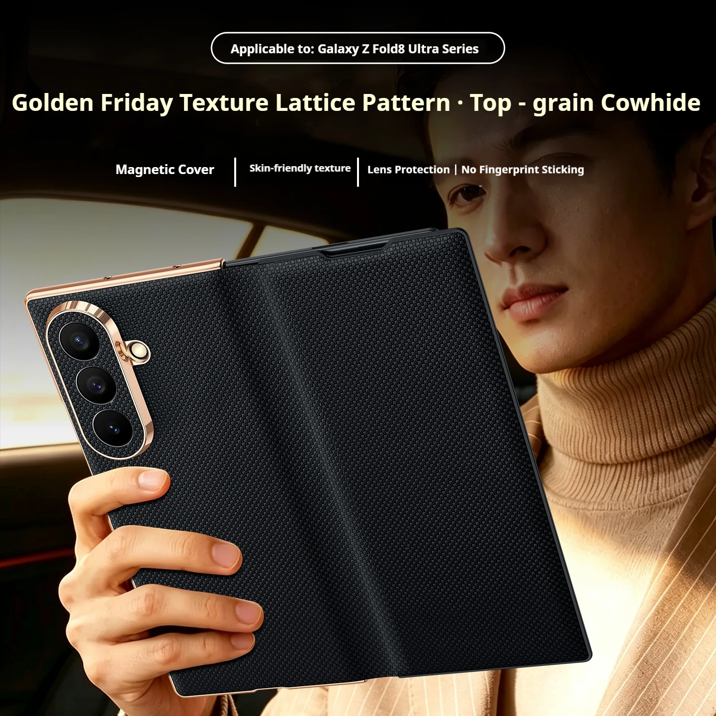 High End Genuine Leather Folding Magnetic Phone Case, For Samsung Galaxy Z Fold 8 Ultra Z Fold 8 7 6 5 Protective Case