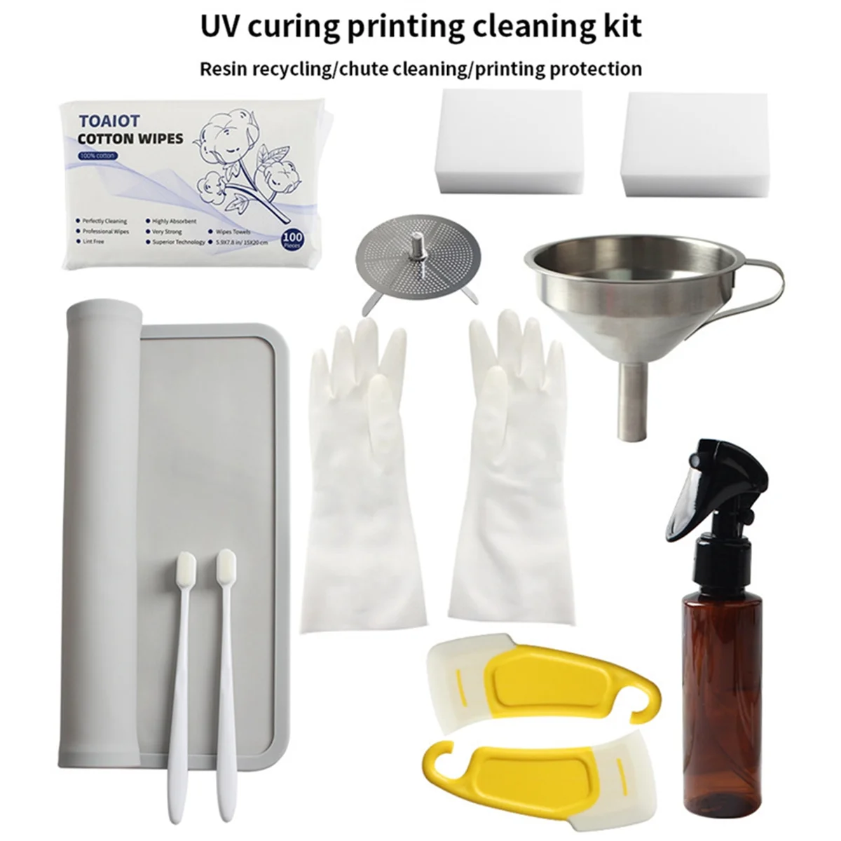 3D Printing Post-Processing Kit, SLA DLP 3D Print Accessories, for Removing, Cleaning, Finishing Tool Kit