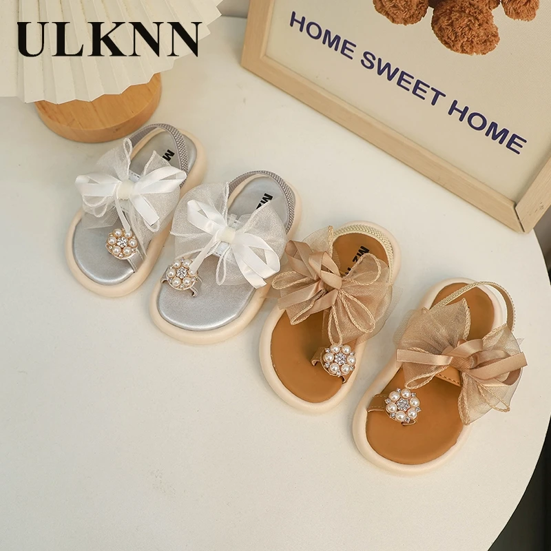 

Girls' Toe-toes Sandals 2024 Summer New Little Girl Bow Princess Shoes Korean Version Of Large Children's Casual Sandals