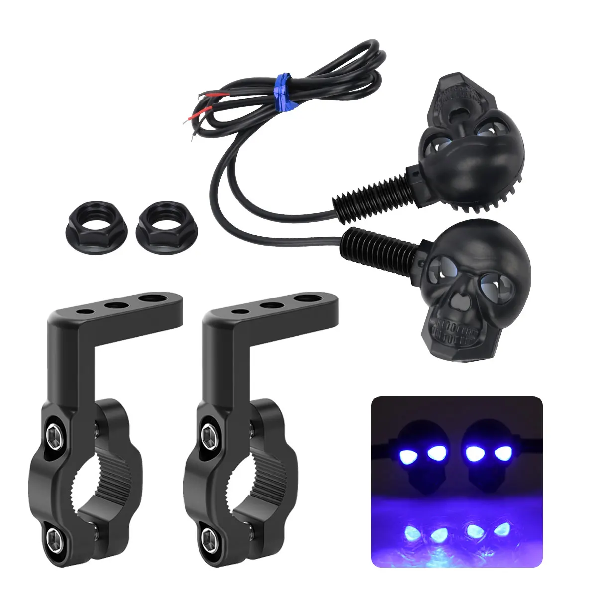 Auxiliary Indicator LED Skull Fog Light For Motorcycle Upgrade High Visibility Turn Signals Bracket And Nut Included
