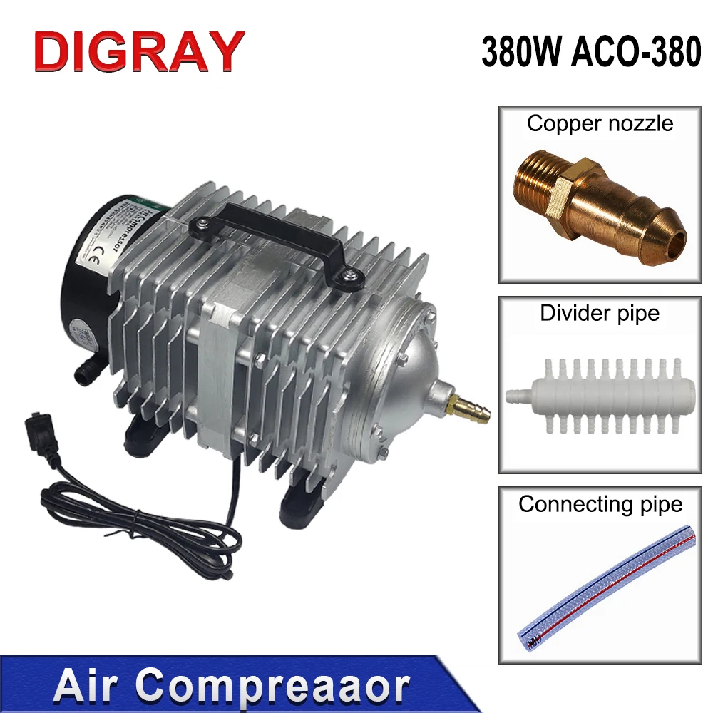 DIGRAY-bomba de aire solenoide, compresor de aire de 380W, ACO-380 para máquina de grabado y corte láser CO2