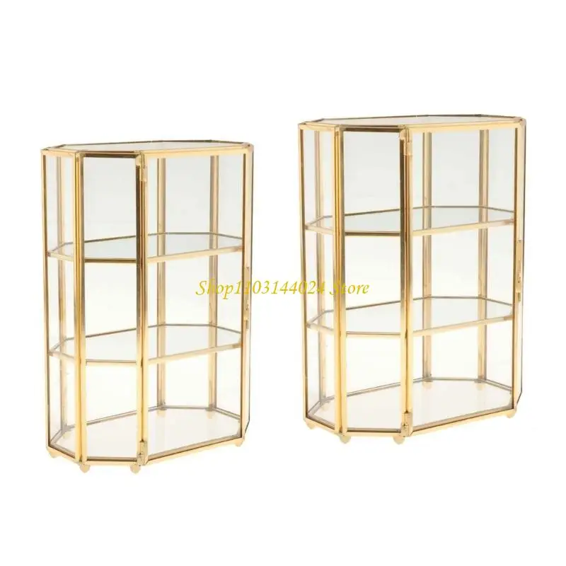 

N5KE Practical Sturdy Glass Jewelry Display Box for Rings Necklaces and Trinkets Portable for Dressing Table Decoration