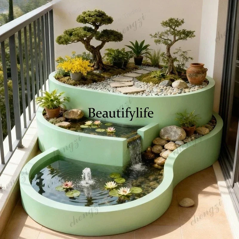 Y136 Outdoor Courtyard Flower Box Curved Flower Pot Balcony Courtyard Water Flow Combination Flower Pond Planting Box
