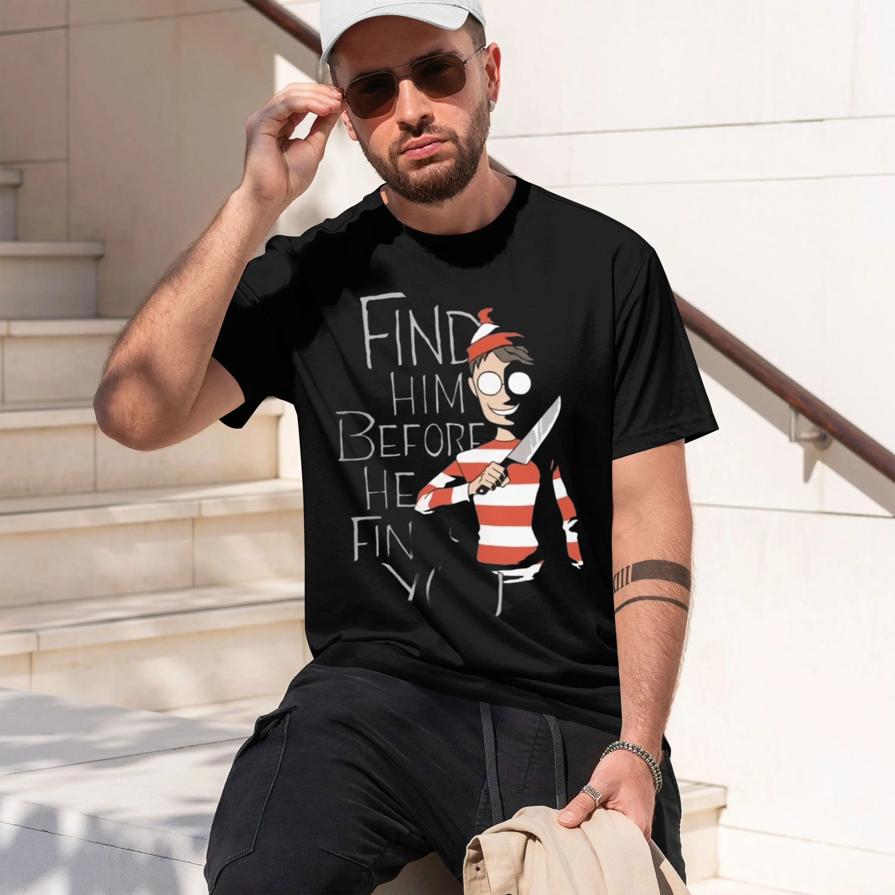 Men T Shirts Hiding In The Dark Wal Cotton Tees Wheres y Parody 90s Com Stripes Wanted T Shirts Big Size 2026 New Model Men’s Sh