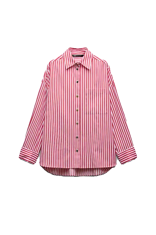 Summer 2024 Loose Striped irt Women's Faion New Roll up Sve  Wind irt Long Sve Button Closure Regular Length