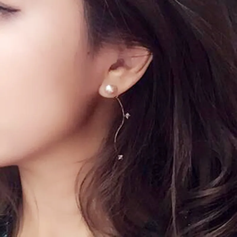2025 Hot Fashion Jewelry Temperament Imitation Pearl Earrings For Women Girls S Curve Crystal Long Section Stud Earrings
