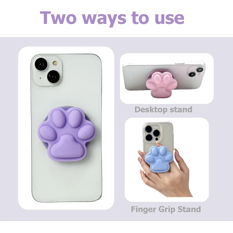 아이폰용 맥세이프 핸드폰 그립 거치대, 고양이 발 실리콘 그립 스탠드, 포켓 소켓 그립 톡, 접이식 손가락 고리 그립 톡