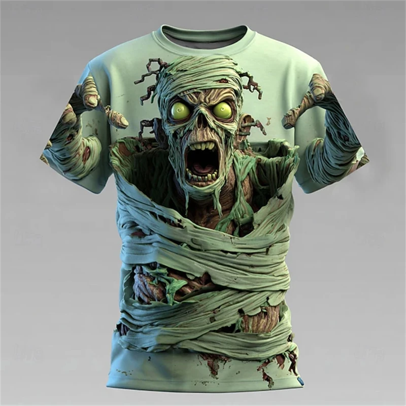 

Men's Phantom Zombie Mummy T-shirt 3D Printed Round Neck Shirt Exaggerated Design Halloween Horror Party Street Short Sleeve
