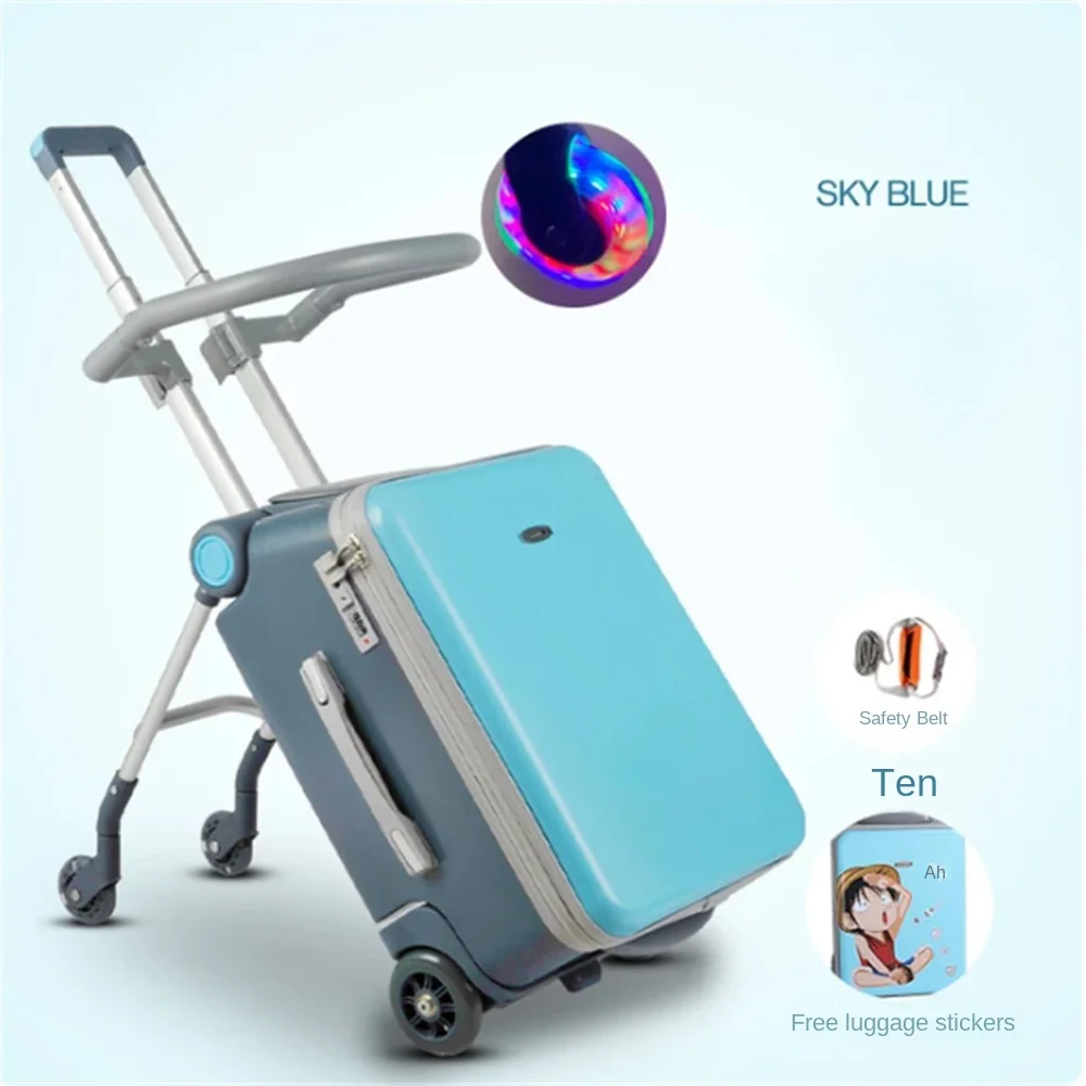 Baby can sit and ride lazy luggage, Children baby travel trolley suitcase, baby stroller artifact Children\'s boarding case