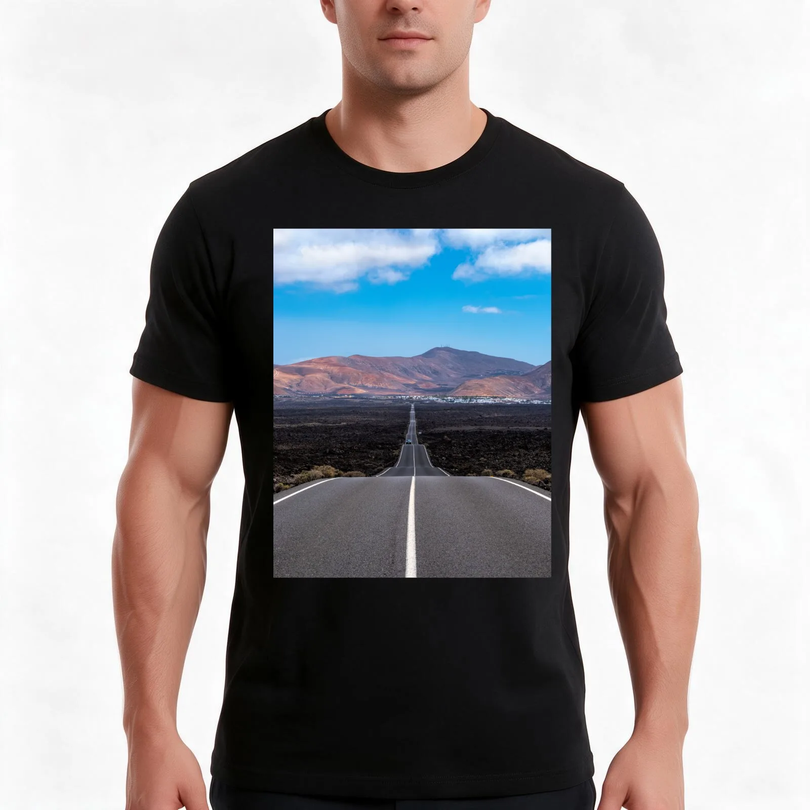 Volcano Road T-Shirt Summer Casual Cotton Tee Oversized Streetwear Tops Vintage Graphic Print Loose Fit Short Sleeve