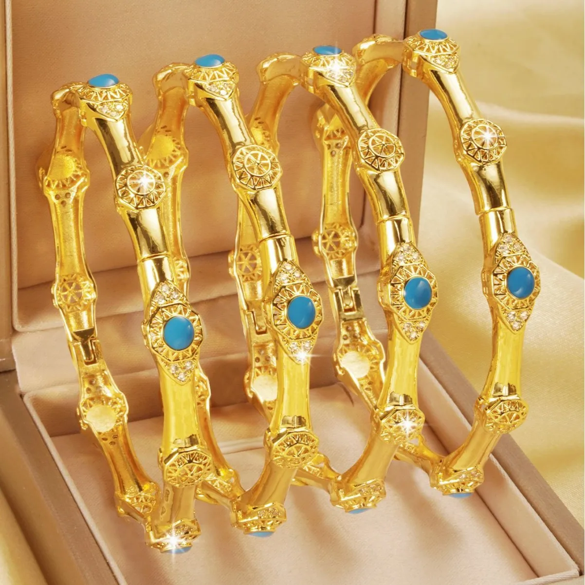 9999 gold best-selling elegant geometric design women's open bracelet - Middle East fashionable set bracelet