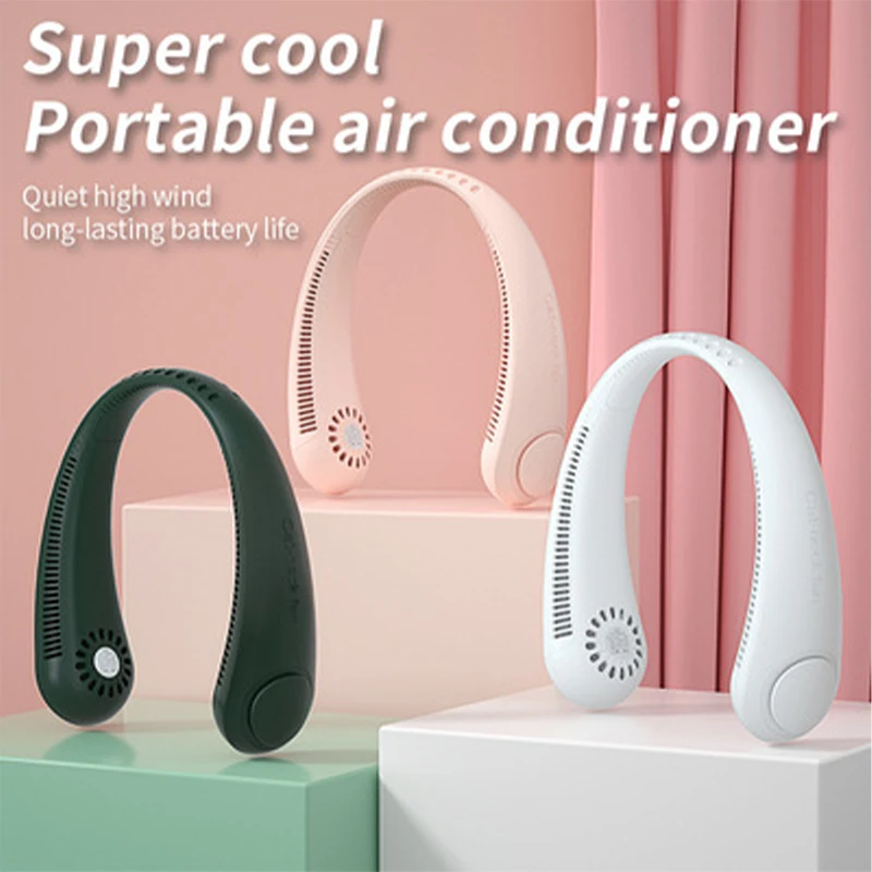 Mi-Mini Ventilateur de Cou Portable Sans Lame, Rechargeable par USB, pour dehors en Plein Air, Refroidissement