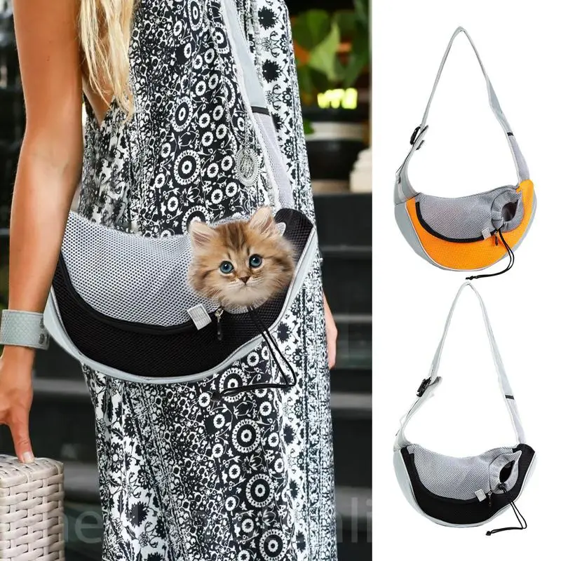 Small Dog Sling Hands-Free Sling Pet Pouch Safe Sling Bag Carrier Adjustable Dog Carrier Bag Cat Carrier For Small Dogs And Cats