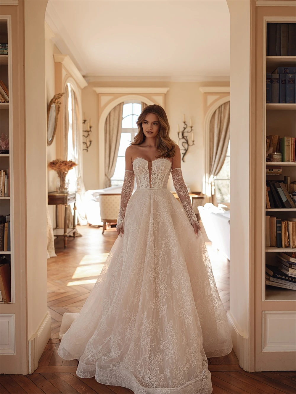 

Customized Soft Ivory Organza Wedding Dress Formal Sweetheart Sleeveless Bridal Gowns Dreamy A-Line Court Train Vestido De Novia