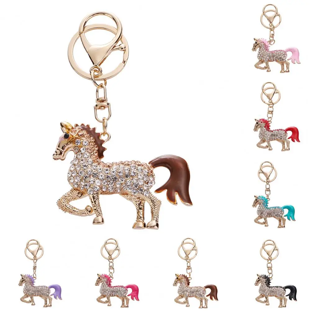 Horse-themed Keychain Gold-plated Horse Keychain Chinese Zodiac Horse Keychain Pendant Rhinestone Metal Charm 3d for Bags