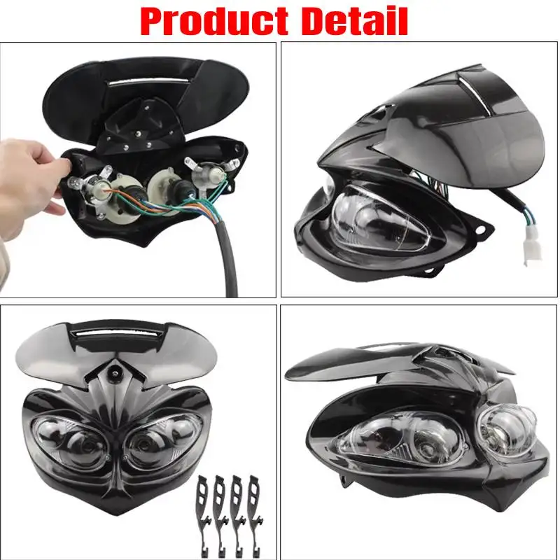 Off Road Motorcycle Racing Headlight Dual Head Lamp Fairing Light Universal 12V For Dirt Bike ATV Motorbike Headlight Lamp
