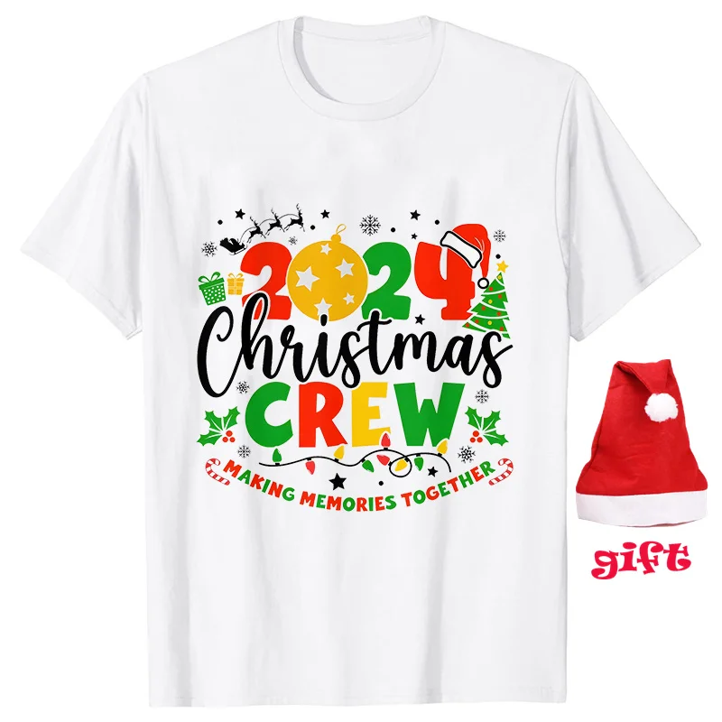 Family Christmas 2024 Making Memories Together Shirts Family All Together T-shirt Xmas Crew Party Tshirt with Christmas Hat Gift