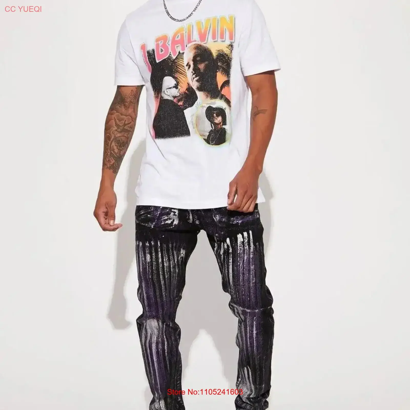 J x Balvin Sunset  T Shirt Mens White Medium vintage Washed Slightly Comfortable graphic Top For Everyday Wear Unisex Casual