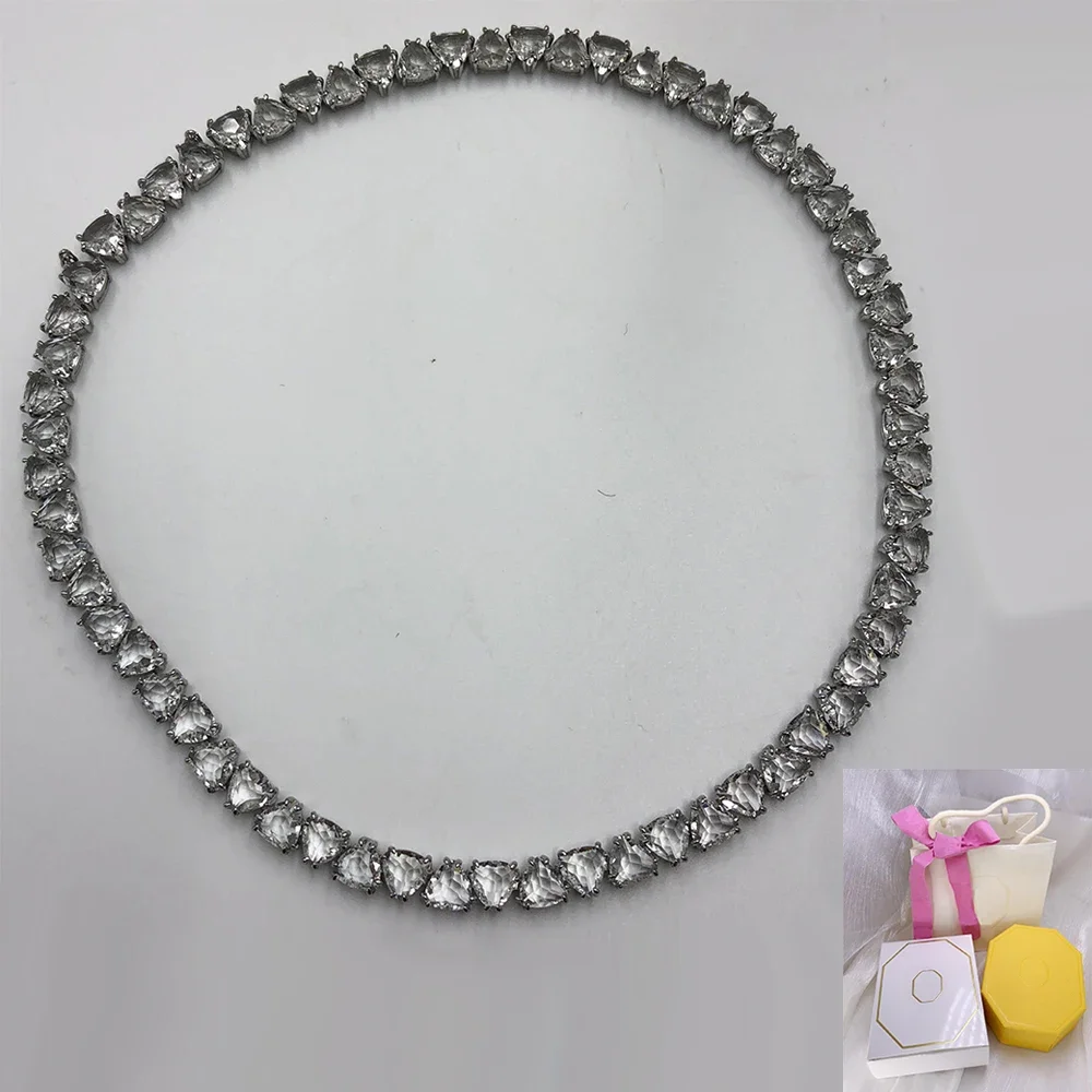 2025 جديد مصفوفة التنس الأبيض قلادة الكمثرى قطع الفاخرة المرأة اكسسوارات مجوهرات هدية الزفاف