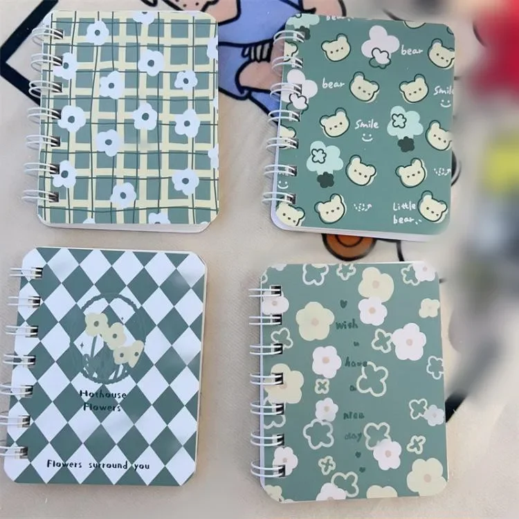 1 buah Notepad Mini indah acak jurnal kecil bunga gaya Eropa Retro untuk anak-anak lucu buku tempel koil Notebook perlengkapan siswa