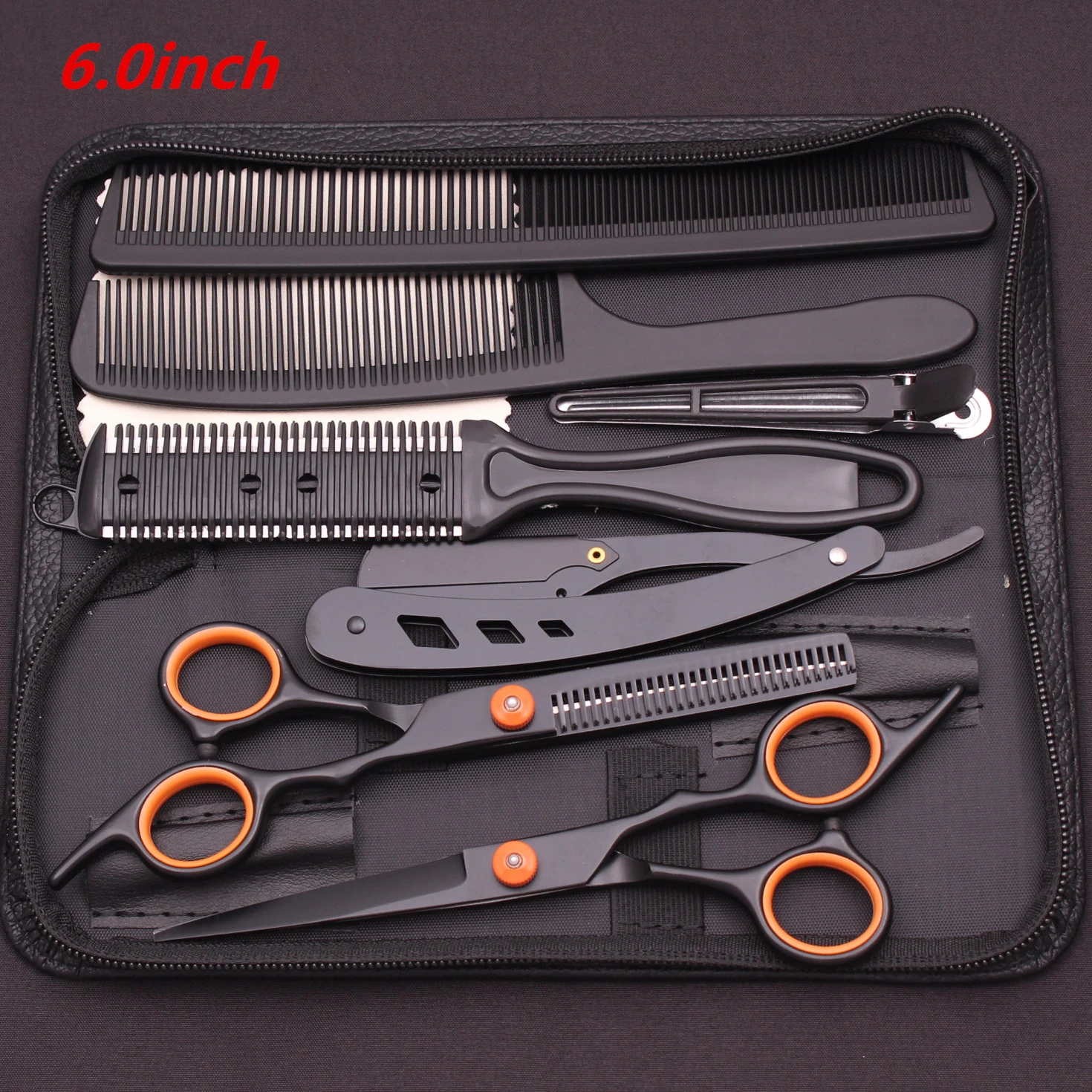 6.0''Hair Scissors Stainless Cutting Shears Thinning Hairdressing Haircut Comb Razors Set Salon Barber & Home Dropshipping C1001