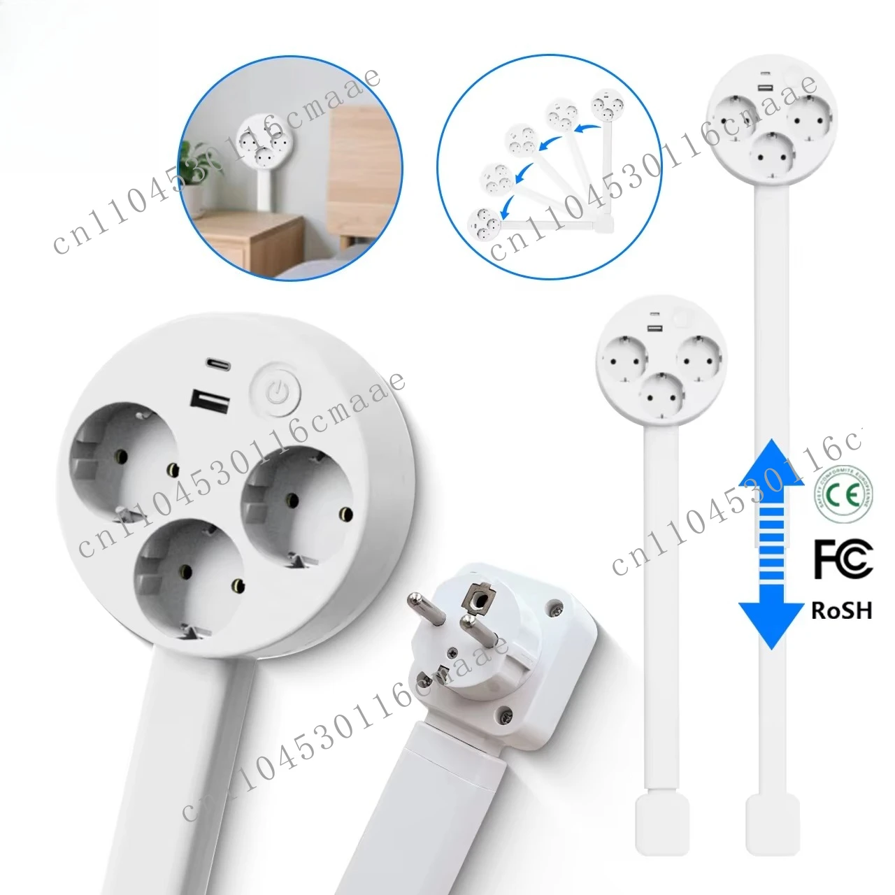 

Удлинитель электрической розетки ЕС, настенный удлинитель-разветвитель для установки за диванами, прикроватными тумбочками, столами