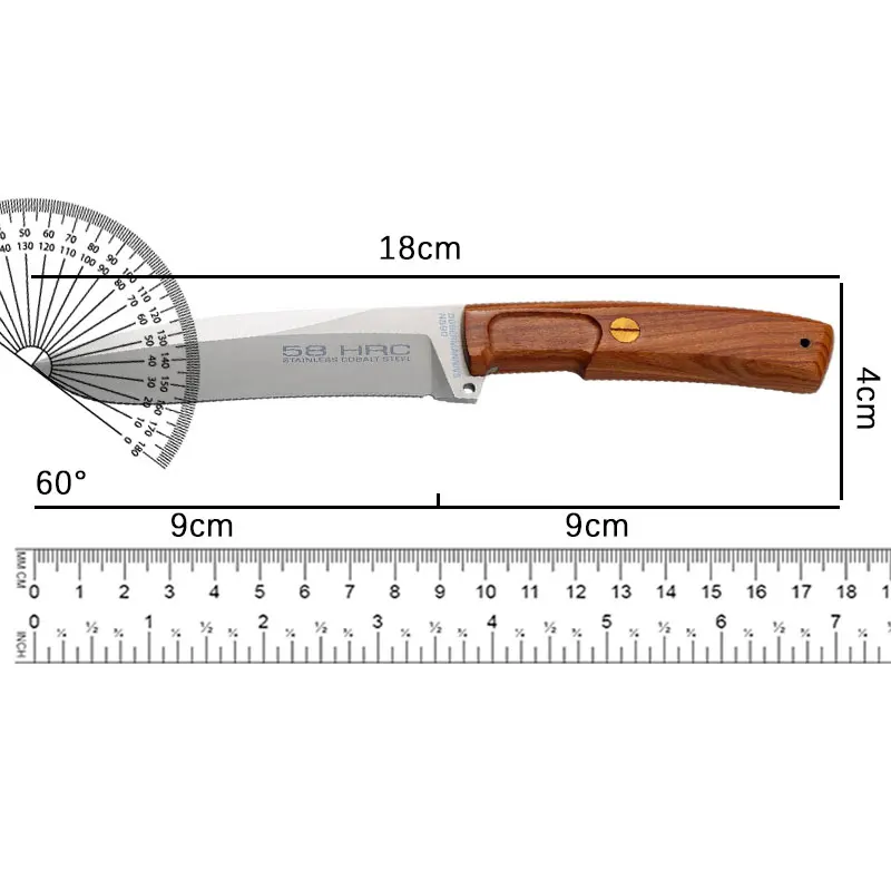 프리미엄 야외용 고경도 직선 나이프 캠핑용 목재 절단 사냥 다기능 날카로운 생존 나이프