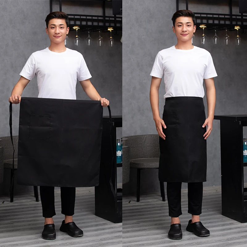 Catering Kitchen Apron for Women/Men With Pockets Work Mandil Cleaning Pinafore Restaurant  Chef Apron Shop Waiter Work Uniform