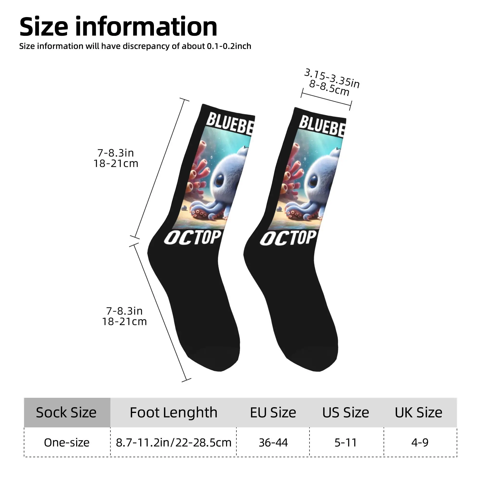 Retro Blueberrinni Octopussini Italienische Brainrot Sportsocken Polyester Lange Socken für Unisex Atmungsaktiv