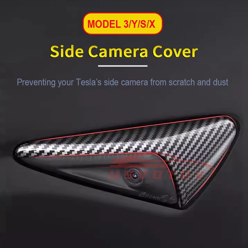 HW4.0 HW3.0 Side Camera Protector Cover for Tesla Model 3 Y S X Highland Accessories Turn Signal Fender Trim ABS Carbon Fiber