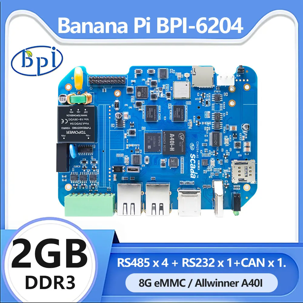 Banane Pi BPI-6204 Embedded Single Board All winner a40i Cortex-A7 2g DDR3 8g emmc 4 x rs485 + rs232 kann Industrie computer