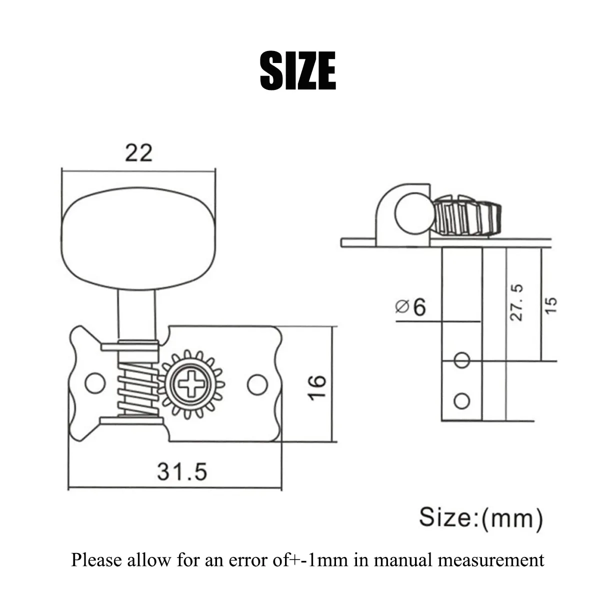 6 Buah Set Tombol Senar Gitar 3L+3R - Tuner Gitar Akustik Berlapis Krom dengan Tombol Putih, Rasio 1:14 untuk Gitar Akustik & Klasik