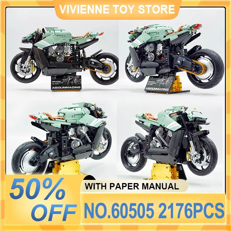 

В НАЛИЧИИ GULY 60505 Технический MOC 1:5 Супер модель мотоцикла Строительные блоки Кирпичи DIY Пазлы Игрушки Рождественские подарки Дети