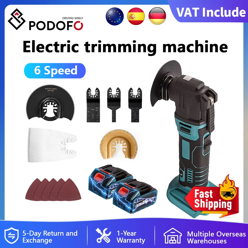 Podofo-herramienta multifunción oscilante inalámbrica, 600W, 20000PM, cortadora de sierra eléctrica, herramienta eléctrica de corte para carpintería para batería de 21V