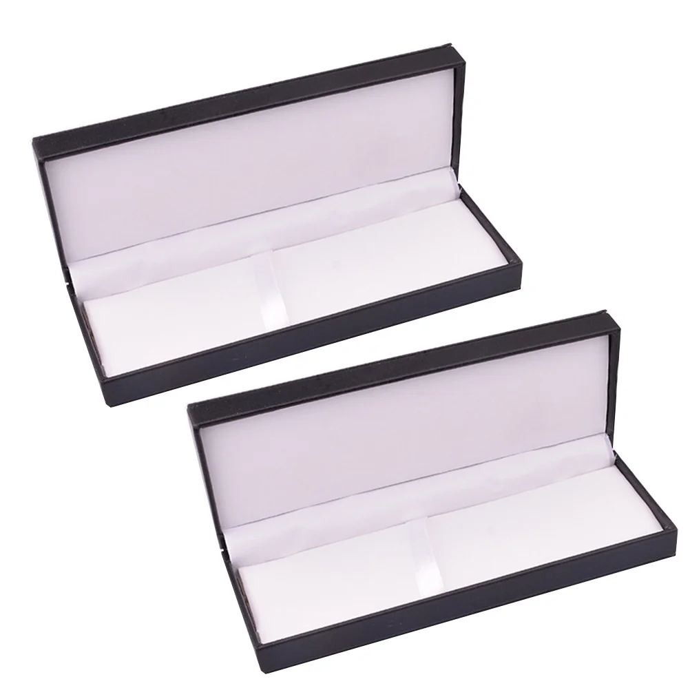 

2Pcs PU Portable Pen Box Gift Pencil Case Waterproof Business Stationery Box Black Pencil Case Pen Container