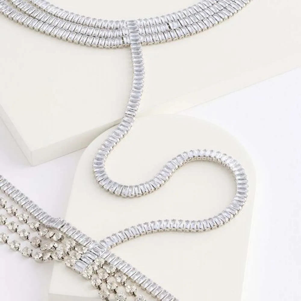Stonefans Sexy Zircon Waist Chain Festival Rave Neck Lingerie Necklace Outfits Cz Fashion Sexy Body Jewelry Women Chest Party