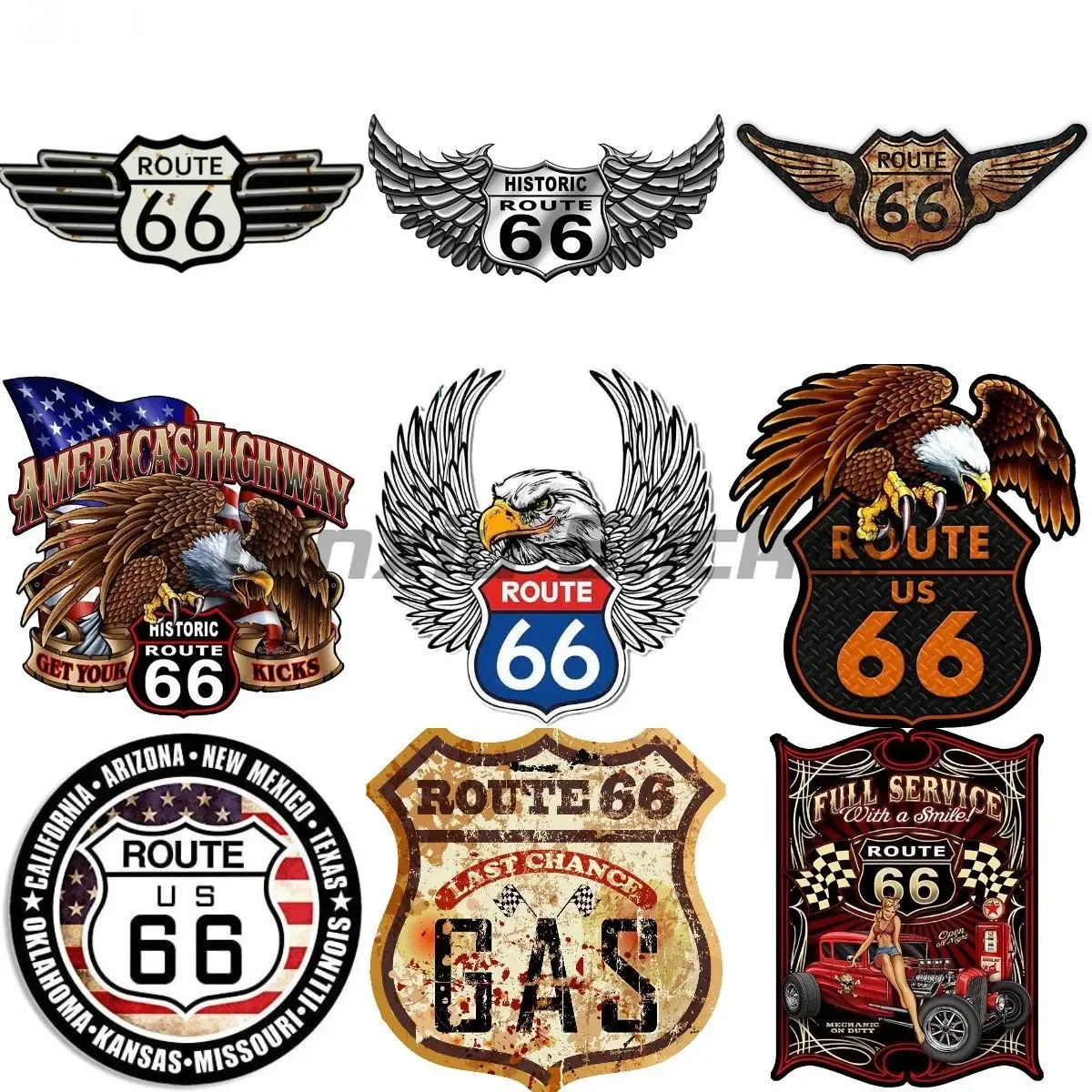 

Route 66 Motorcycles Window Suitcase Laptop Mirror Scooter Moto Window Trunk Windshield JDM Decal Car Stickers Car Accessories