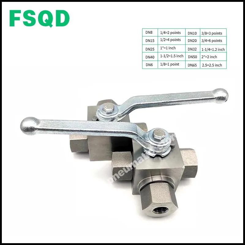 KHB-3K Three-way  high pressure ball valve T type L type Two-position three-way Internal thread ball valve