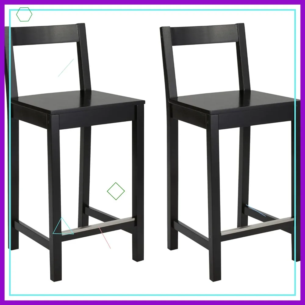 

Современные деревянные барные стулья со спинкой, набор из 2 шт., черная отделка для кухонного острова и домашнего декора