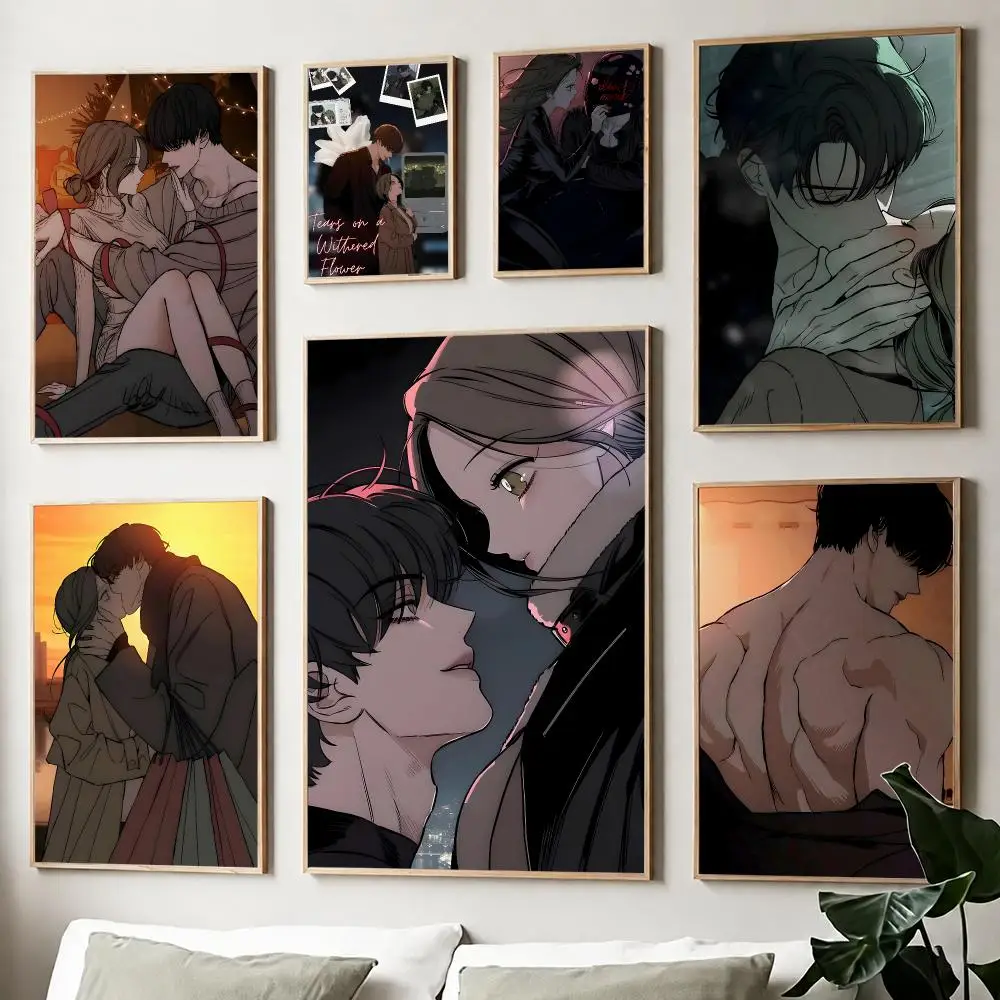 Manhwa Mature Romance Tears on a Withered Flower Poster Fancy Poster American Film Mural Home Childrens Room Wall Decor Print