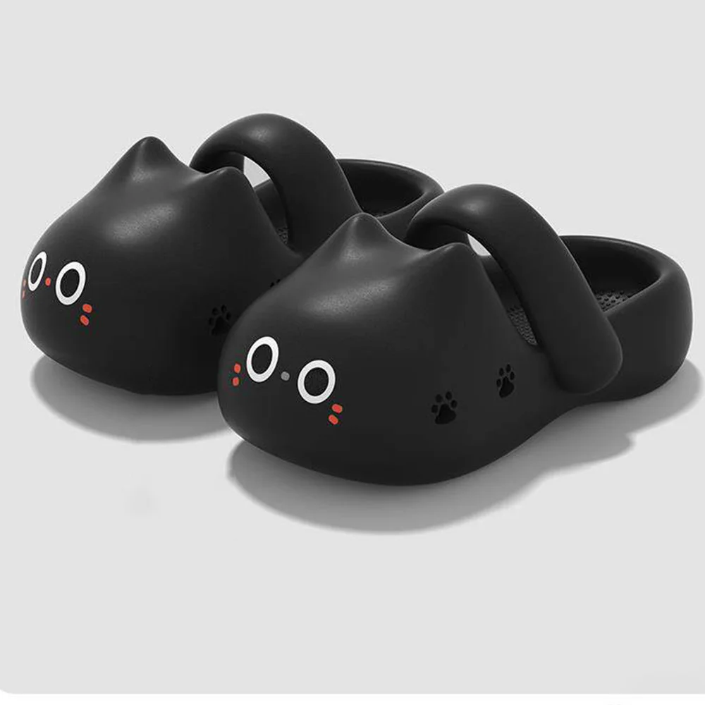 Süße Katzen-Slipper für Damen, Sommer, weiche Cloud-Clogs, Damen-Riemchensandalen, EVA-Lochschuhe, dicke Sohle, rutschfeste Strand-Slipper – Detail 8