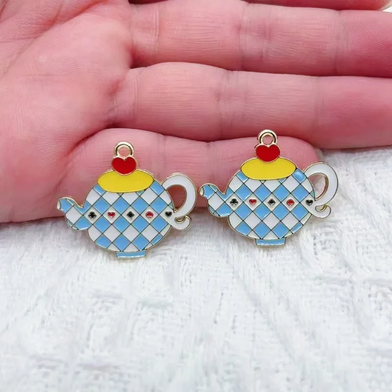 10pcs Alloy Drip Oil Plate Rabbit Alarm Clock Skirt Water Bottle Pendant, DIY Jewelry Making Earrings Keychain Accessories image 3