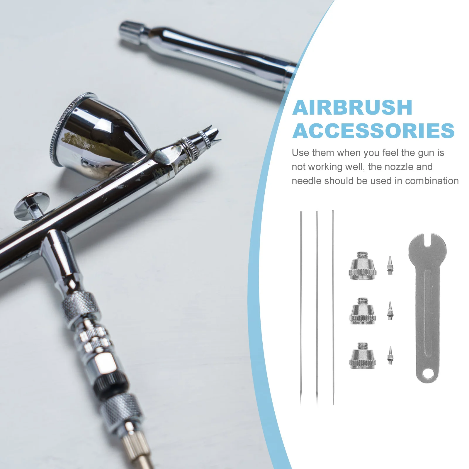 1 مجموعة عالية الجودة الفولاذ المقاوم للصدأ البخاخة إبرة النحاس النقي فوهة استبدال عدة ل المهنية البخاخ الدقة أجزاء الفن