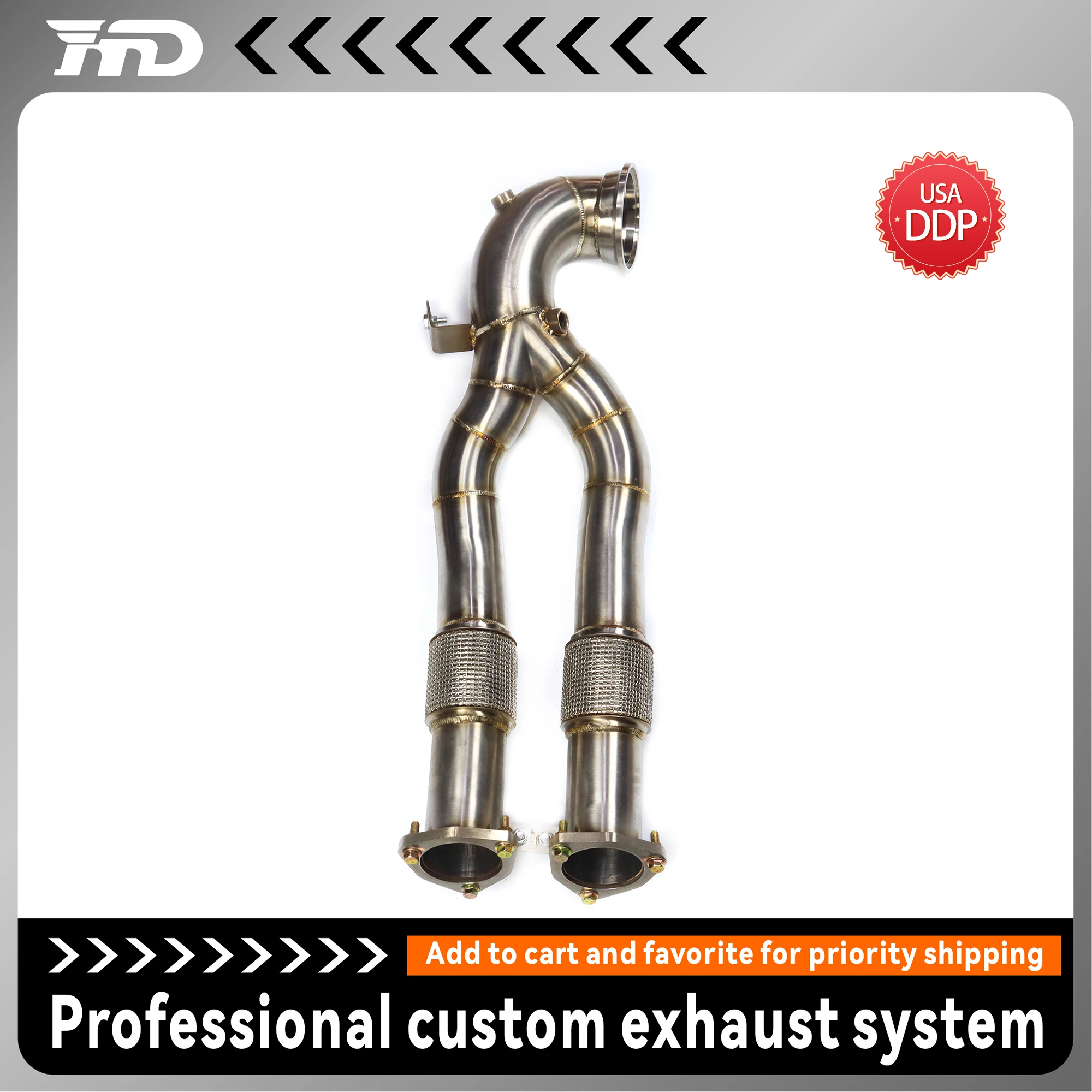 

High Flow Performance Downpipe for Audi TTRS 8J HMD Exhaust System Without Heat Shield