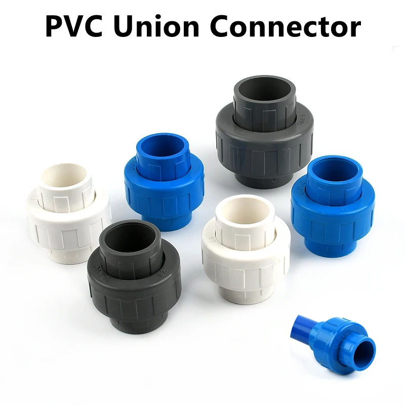 

1pc Inner Diameter 20~110mm PVC Union Connector Garden Irrigation Water Pipe Fittings Home DIY Aquarium Fish Tank Tube Joints